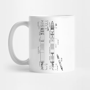 Falcon 1 Rocket Blueprint Black Mug